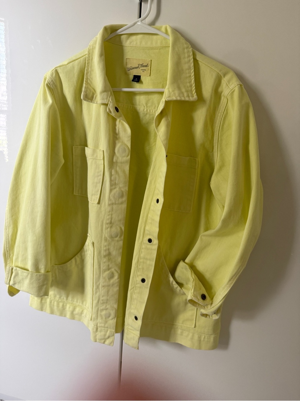 Universal Thread Pale Yellow Denim Jacket with Patch Pockets